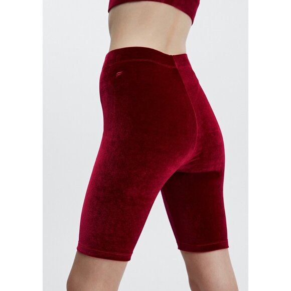 FABLETICS Leggings & Biker Short Bundle of 2 Sz XXS Crushed Velour Red High Rise - Picture 7 of 7